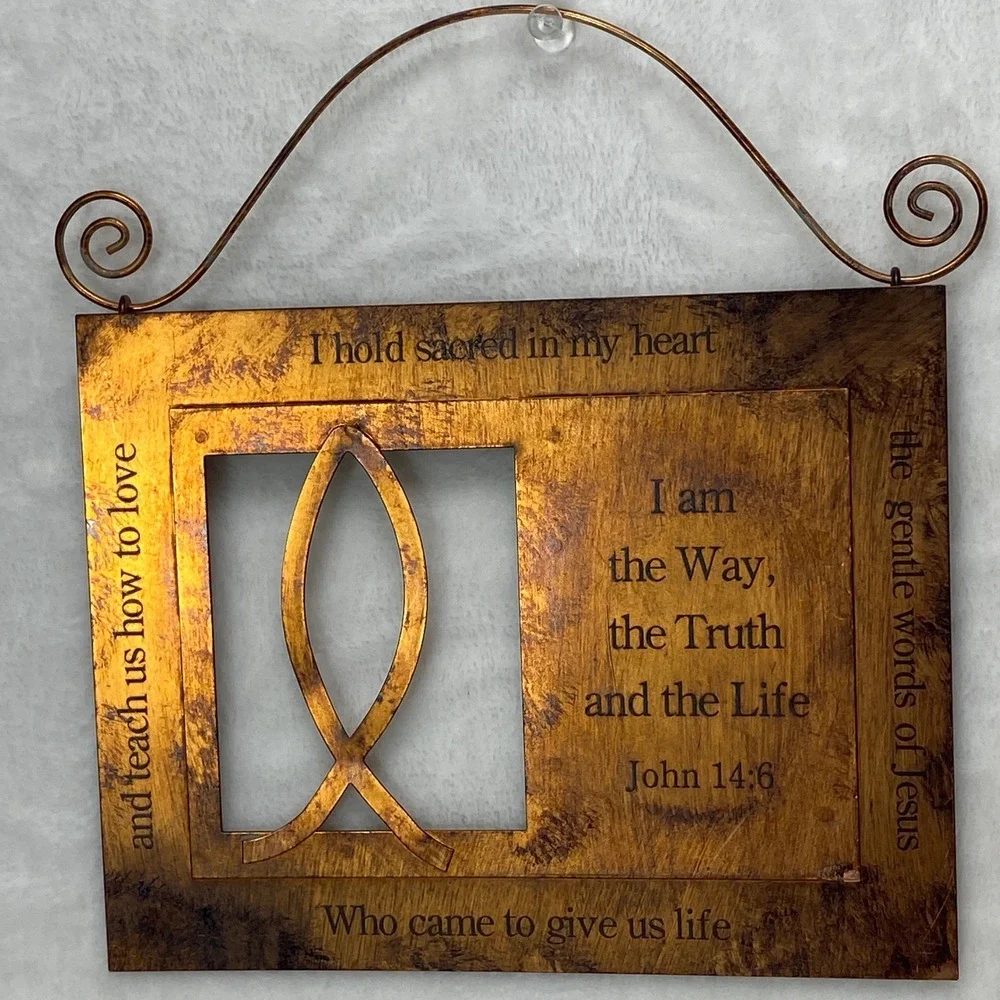 Copper Religious‎ Wall Art John 14:6 Fish Symbol Christian Home Decor Rustic